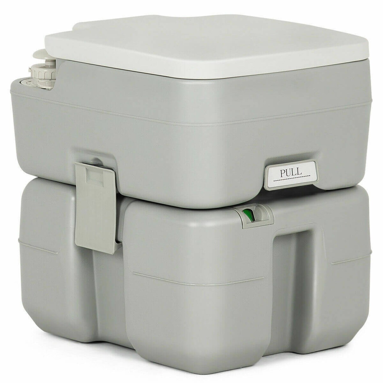 Portable Camping Toilet Gray 20L Waste 10L Fresh Water Flush Seat Lightweight